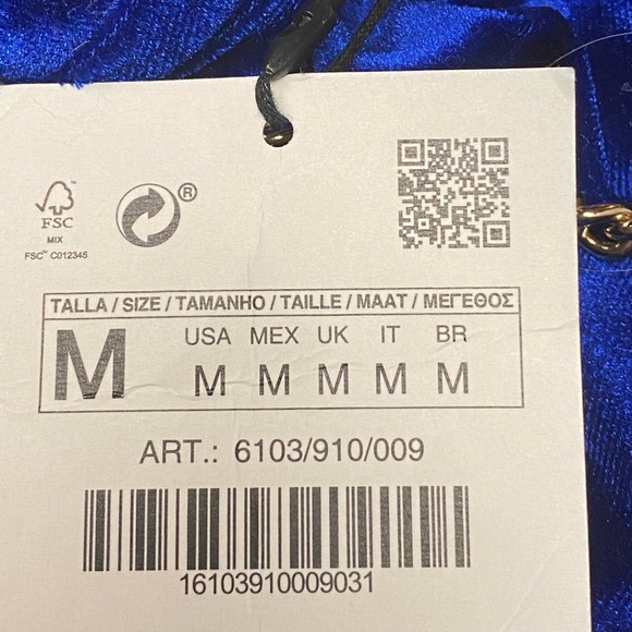 NWT. Zara Bluish Velvet Bucket Bag. - Picture 9 of 12